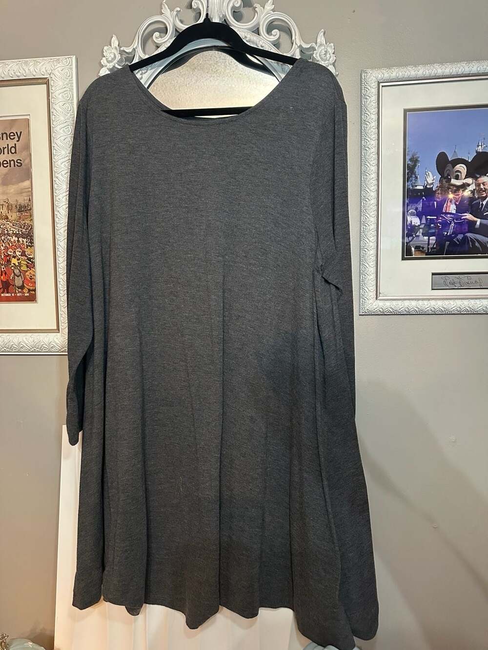 Old Navy XXL Charcoal Grey Jersey Knit 3/4 Sleeve A-Line Swing Tunic Dress - Picture 3 of 10